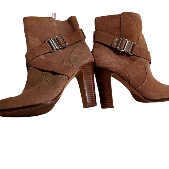 Vince Camuto Connolly Suede Cross Belted Heeled Booties – Size 8.5M - Picture 9 of 11